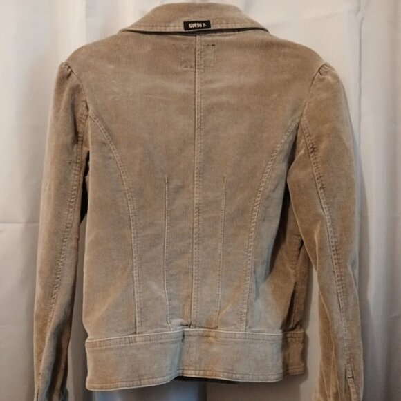 GUESS JEANS Corduroy Double Breasted Jacket Coat womens XS Khaki Beige button up - Picture 8 of 12